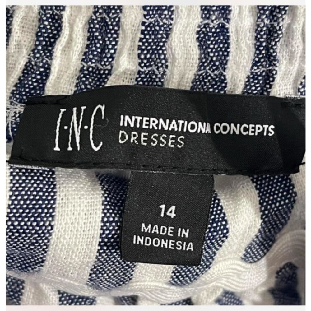 INC Women STRIPE WHITE & BLUE TANK DRESS 14 - Picture 4 of 5